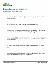 How long does it take to water her entire lawn ? Grade 6 Math Worksheet Proportions Word Problems K5 Learning