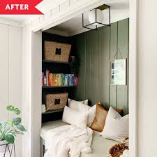 Before And After An Unused Closet Becomes A Cozy Reading Nook For Less Than 100 Cozy Reading Nook Reading Nook Closet Reading Nook