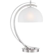 Possini Euro Calvin Glass Dome Table Lamp With Usb Port 7r366 Lamps Plus Lamp Glass Domes Table Lamp