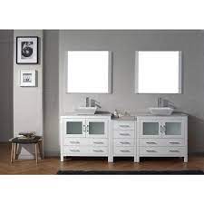 Virtu Usa Dior 91 In W Bath Vanity In White With Marble Vanity Top In White With Square Basin And Mirror And Faucet Kd 70090 Wm Wh The Home Depot Bathroom Vanity Marble Vanity