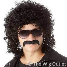 80 S Man Perm Moustache Black Costume Wig Set Www Thewigoutlet Com Au High Quality Black Long Curly Perm Style Costume Mens Perm 80s Dress Up Costume Wigs