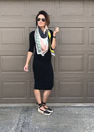 Everyday Style Dress Up Your Everyday Little Black Dress With A Modern Scarf Leather Earrings And Espadrilles Fashion Casual Work Outfits Everyday Fashion