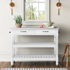 Round out your entertaining space in versatile style with this serving cart. Farmhouse Rustic White Kitchen Islands Carts Birch Lane