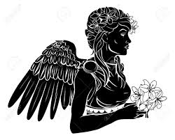 Une Illustration D Une Femme Ange Noir Stylise Peut Etre Un Tatouage Ange Clip Art Libres De Droits Vecteurs Et Illustration Image 16922202