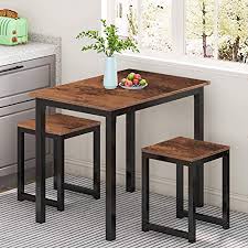 Small spaces deserve dining tables too. Amazon Com Mieres Small Dining Table Set For 2 Kitchen Room Furniture Compact Design Sturdy Structure Easy Assembly Height 30 Rustic Brown Stools Table Chair Sets