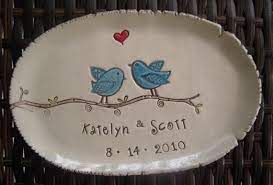 Ceramic Wedding Dish Love Birds Personalized Wedding Plate Etsy Wedding Plates Personalized Pottery Gifts Wedding Plates