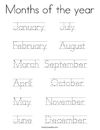 Months Of The Year Coloring Page Twisty Noodle Free Preschool Worksheets Tracing Worksheets Preschool Preschool Writing