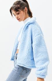 La Hearts Light Blue Sherpa Jacket Sherpa Jacket Blue Jacket Woman Light Blue Jacket