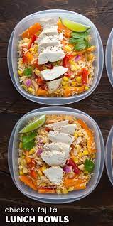 Make Ahead Chicken Fajita Lunch Bowls Recipe Lunch Bowl Clean Eating Lunch Lunch