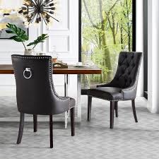 Tip:trim can also be applied along bottom edge of chair as an alternative design. George Leather Dining Chair Tufted Nailhead Trim Set Of 2 Overstock 24239417