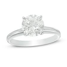 2 Ct Certified Diamond Solitaire Engagement Ring In 14k White Gold I Si2