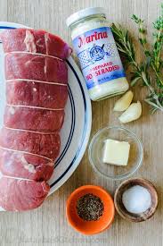 Season with salt and pepper, gently pressing to adhere. Roasted Beef Tenderloin Video Natashaskitchen Com