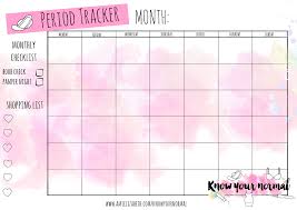 free printable knowyournormal period tracker record your