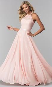 A Line High Neck Long Chiffon Formal Dress In 2020 Chiffon Dress Long Pink Formal Dresses A Line Prom Dresses