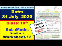 Here's the place to start. Class 10th Maths Doe Worksheet 12 Solution 31 July 2020 Youtube