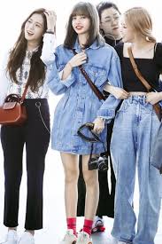 Waist Tight Denim Dress Lisa Blackpink K Fashion At Fashionchingu Korean Outfits Fashion Blackpink Fashion