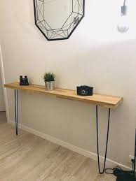 Console Style Industriel En Chene Avec Pied Metal En Epingle Etsy Console Style Consoles Entree Console Salon