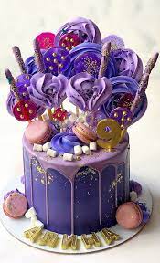 Perfect and easy birthday cake decorating for a nice birthday occasion for loved one try this beautiful design at home or business we made the cake with whipped cream frosting decorated with purple. 49 Cute Cake Ideas For Your Next Celebration Purple Birthday Cake