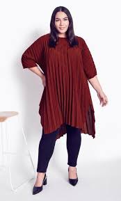 Evans Red Pleated Tunic