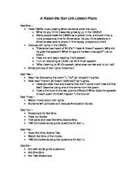Includes 3 Pages Of Lesson Plans For A Raisin In The Sun By Lorraine Hansberry Includes Activities For 18 Days Of Lesson Plans How To Plan Teaching Literature