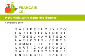 Vocabulaire Mots Meles Sur Le Theme Des Legumes