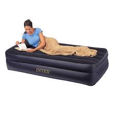 Intex 16 5 Twin Dura Beam Pillow Rest Raised Airbed With Built In Electric Pump Dura Beam Pillow Air Mattress Twin Air Mattress Air Mattress Camping
