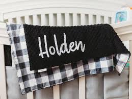 Black And White Personalized Baby Blanket Personalized Buffalo Check Minky Baby Blanket Black And Etsy Minky Baby Blanket Personalized Minky Baby Blanket Buffalo Plaid Nursery