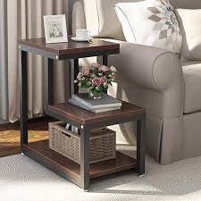 Tribesigns Rustic End Table 3 Tier Chair Side Table Night Stand With Storage Shelf For Living Room Bedro Rustic End Tables Chair Side Table Modern End Tables