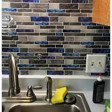 ( 5.0 ) out of 5 stars 11 ratings , based on 11 reviews Art3dwallpanels 12 In X 12 In Peel And Stick Backsplash Tile For Kitchen Self Adhesive Blue Marble Wall Tile 10 Sheets H17hd011 The Home Depot