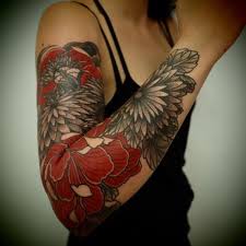 Black And Red Arm Sleeve Tattoos Flowers Red Flower Tattoos Black Flowers Tattoo Sleeve Tattoos