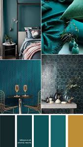 This bedroom has a modern and eclectic look that uses bold colors to both energize and soothe. Teal Green With Gold Home Decor Ideas In 2021 Teal Home Decor House Colors Room Colors