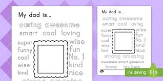 This printable father's day card is covered in cheeky smiles. Father S Day Describing Words Drawing And Coloring Activity