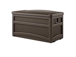 Deck boxes are extremely useful outdoor storage devices. Suncast 73 Gallon Resin Wicker Patio Storage Box With Wheels Waterproof Outdoor Storage Container For Toys Furniture Yard Tools Store Items On Deck Porch Yard Brown Newegg Com