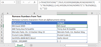 Way 1 (courtesy @rdhs) sub sample () dim ws as worksheet set ws = thisworkbook.sheets (dtmgis) ws.usedrange.value = ws.usedrange.value end sub. Remove Numbers From Text In Excel Google Sheets Automate Excel