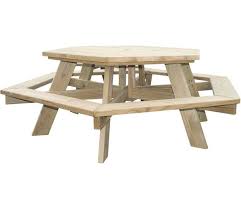 Hexagon Pressure Treated Picnic Table Our Hex Tables Are Our Best Sellers Constructed Of Wolmanized Wood Making Them Rot And Pest Resistant Www Millstores