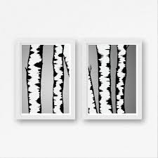 Black And White Birch Tree Wall Art Birch Tree Art Birch Tree Painting Woodland Prints 30x40 Black And White Birch Tree Prints Wall Art Set Pair Of Prints Minimal Art Birch Tree Art Tree Painting Tree Art