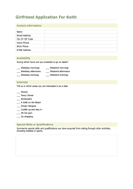 I want to hitch my wagon to your star, and this is step 1. Girlfriend Application Form Printable Pdf Download