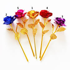 ： dried/ artificial flowers ， subtype: 1pc Gold Plated Long Stem Rose Gold Foil Rose Flower Artificial Flowers Romantic Valentine S Day Gift Wish