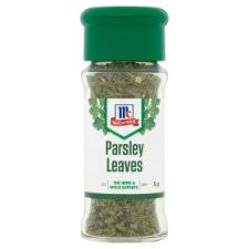 Parsley kering biasa ditaburkan di atas pizza, sphagetti, mie, bubur ataupun sop, wangi dan warna dari daun parsley akan menambah lezat makanan. Mccormick Parsley Leaves 5g Tesco Groceries