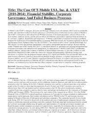 Pdf Title The Case Of T Mobile Usa Inc At T 2010 2017 Financial Stability Corporate Governance And Failed Business Processes