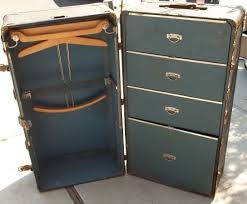 Circa 1922 Hartmann Trunk Company Gibraltarized Antique Traveling Wardrobe Trunk With Drawers And Clothes Han Vintage Boxes Wooden Bookcase Decor Vintage Wood