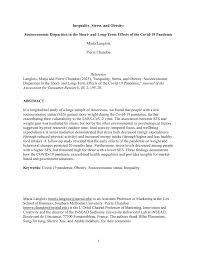 PDF) Inequality, Stress, and Obesity: Socioeconomic Disparities in the  Short- and Long-Term Effects of the COVID-19 Pandemic