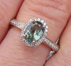 Alexandrite 14k Rose Gold Diamond Halo Engagement Ring Rare Gemstone Engagement Ring Rose Gold Diamond Halo Gemstone Engagement Rings Engagement Rings Sapphire