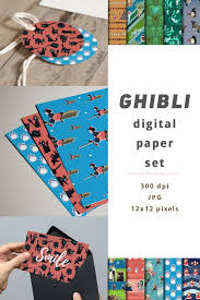 Totoro Digital Paper Studio Ghibli Totoro Birthday Party Kiki Howl Mononoke Ponyo Anime Wrapping Paper Scrapbooking Pattern Totoro Party Studio Ghibli Party Studio Ghibli
