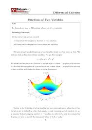 Prerequisites are linear algebra and vector calculus at an introductory level. Pdf Differential Calculus Functions Of Two Variables Qwee Qq Academia Edu