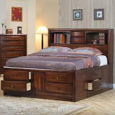 Add a large, flat screen tv with internet capability, and you are set for entertainment in bed! King Size Storage Bed With Bookcase Headboard Hillary Platform Bed