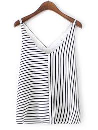 Black And White Striped Tank Top Dress Black And White Horizontal And Vertical Black White Vneck Mix Stripe Tank Top Vertical Striped Tops White V Necks Striped Vests