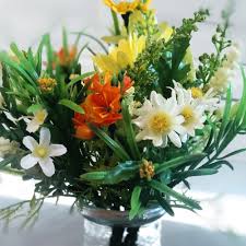 You don't have to live a life void of colourful flowers. Artificial Flowers In A Vase Arrangement Wildflowers And Yellow Daisies