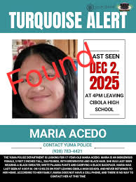 UPDATED: LOCATED TURQUOISE ALERT MISSING JUVENILE YPD CASE# 25-76245  UPDATE: Maria Acedo has been located. Thank you to our Amazing and  Proactive Community for your assistance. Information Released By: Officer  Hayato Johnson