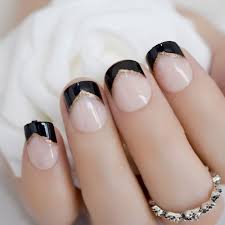 Amazon Com Short French Nail Uv Gel Black Tips Gold Glitter Angle Decorated Natural Fake Nails For Ladies With Adhesive Tabs Beauty Buy black nail tips and get the best deals at the lowest prices on ebay! short french nail uv gel black tips gold glitter angle decorated natural fake nails for ladies with adhesive tabs